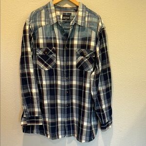 Blue and White Casual Button Down Shirt